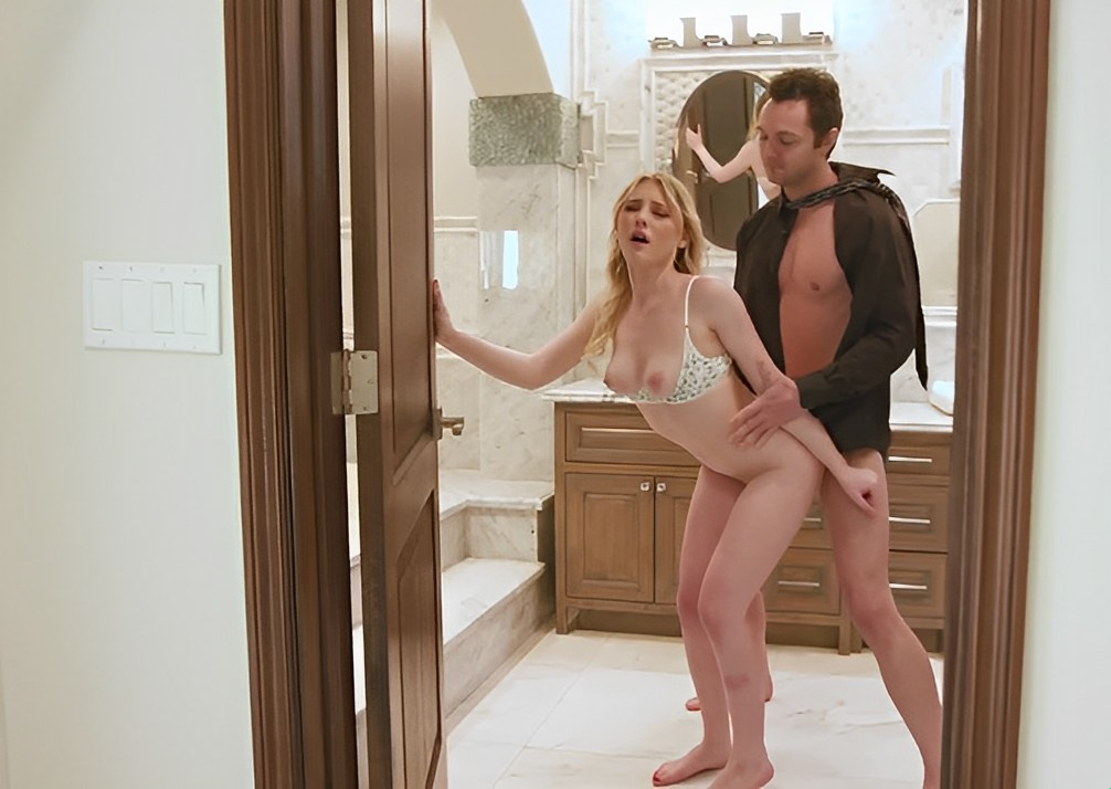 Lustful wife at home secretly flirting with an advertising employee.....